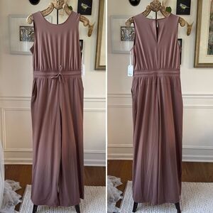 NWT Stylus Mocha Jumpsuit Wide Leg Pockets $74 M